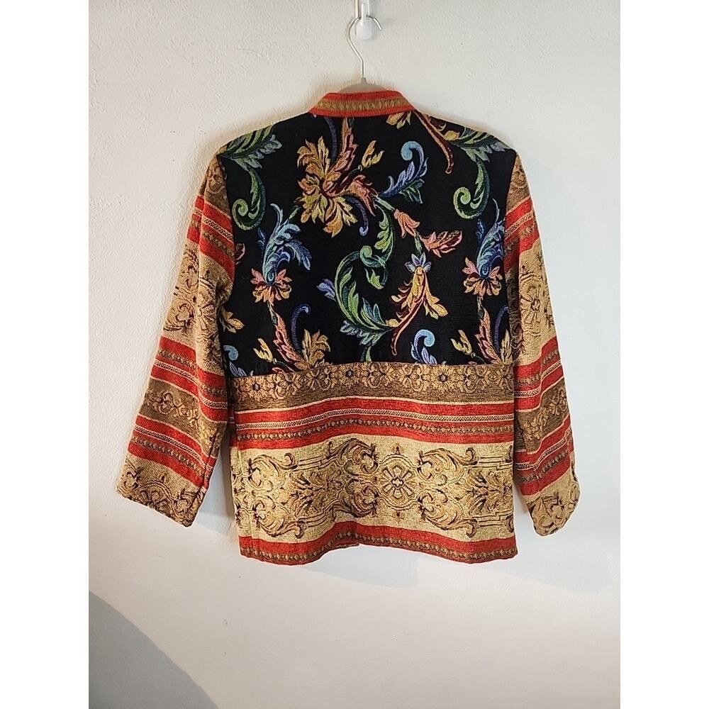 Sag Harbor Vintage Tapestry Floral Knit Jacket, Boho Artsy, Women's Size 10 M - Picture 5 of 5
